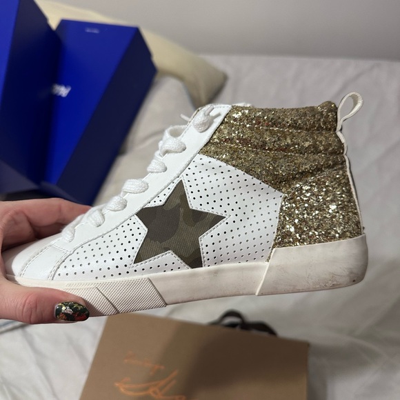 Vintage Havana Lester High Top Sneakers withh Gold Glitter - Picture 5 of 9